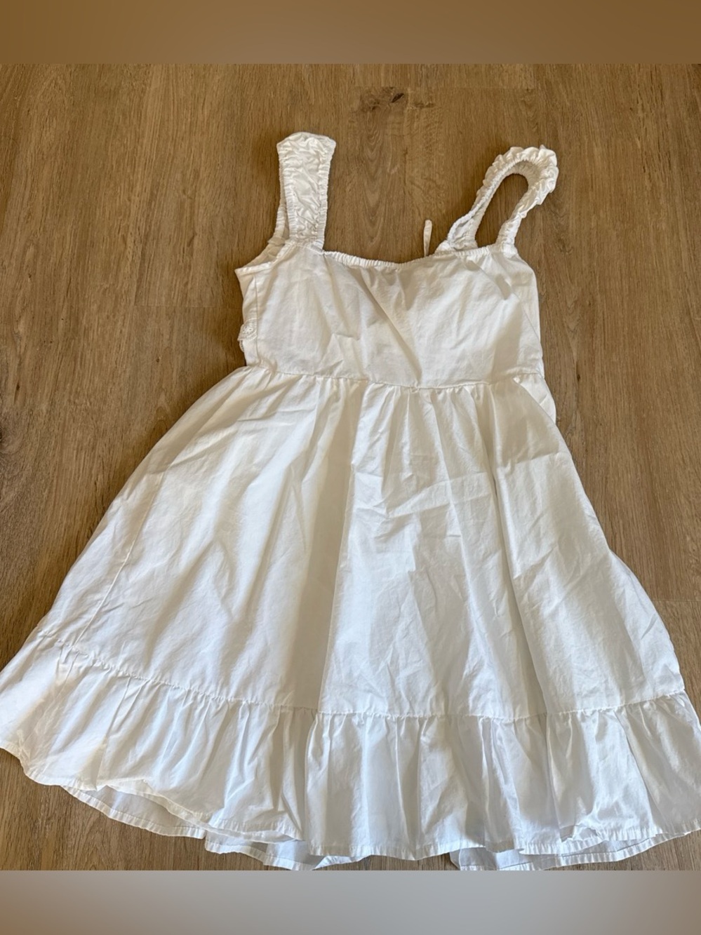 Cider White Ruffled Strap Cotton Sundress XS - Picture 7 of 7
